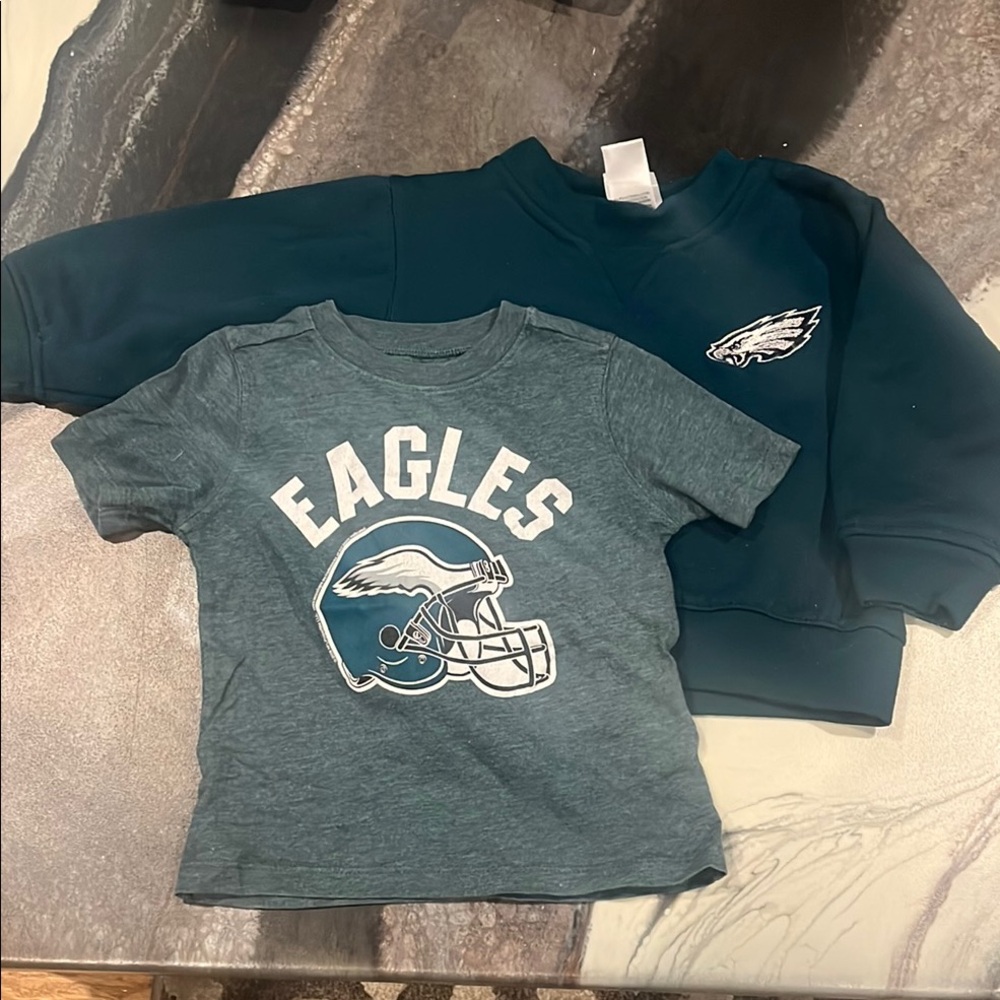 Kids Eagles Graphic T-Shirt and Sweatshirt Set - Green